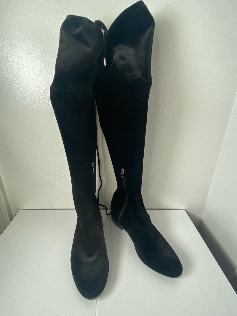 Marc Fisher 7M Black Over-the-Knee Stretch Suede Boots